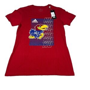 Adidas Womens Size S Red Kansas Jayhawks KU Amplifier‎ SS Tee Shirt NWT